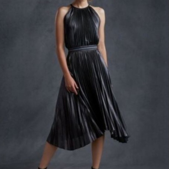 Bailey 44 Dresses & Skirts - Bailey 44 | NWT Madison gunmetal Gray Metallic Pleated Swing Sleeveless Dress 2